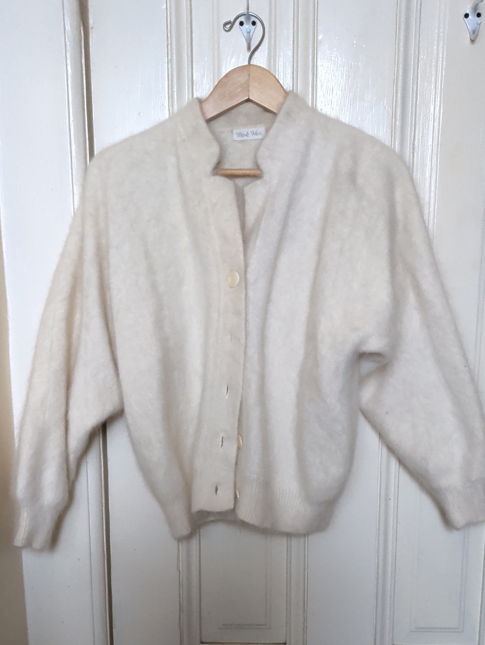 Vintage Cream Button-Front Women's Sweater Cardigan